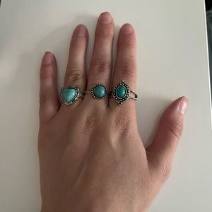 Wildfable silver jade rings
